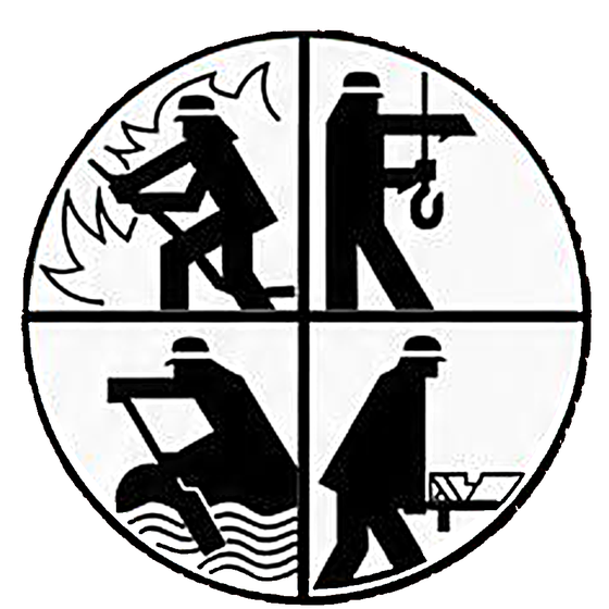 Aufgabenrad der Feuerwehr: Retten, Löschen, Bergen, Schützen